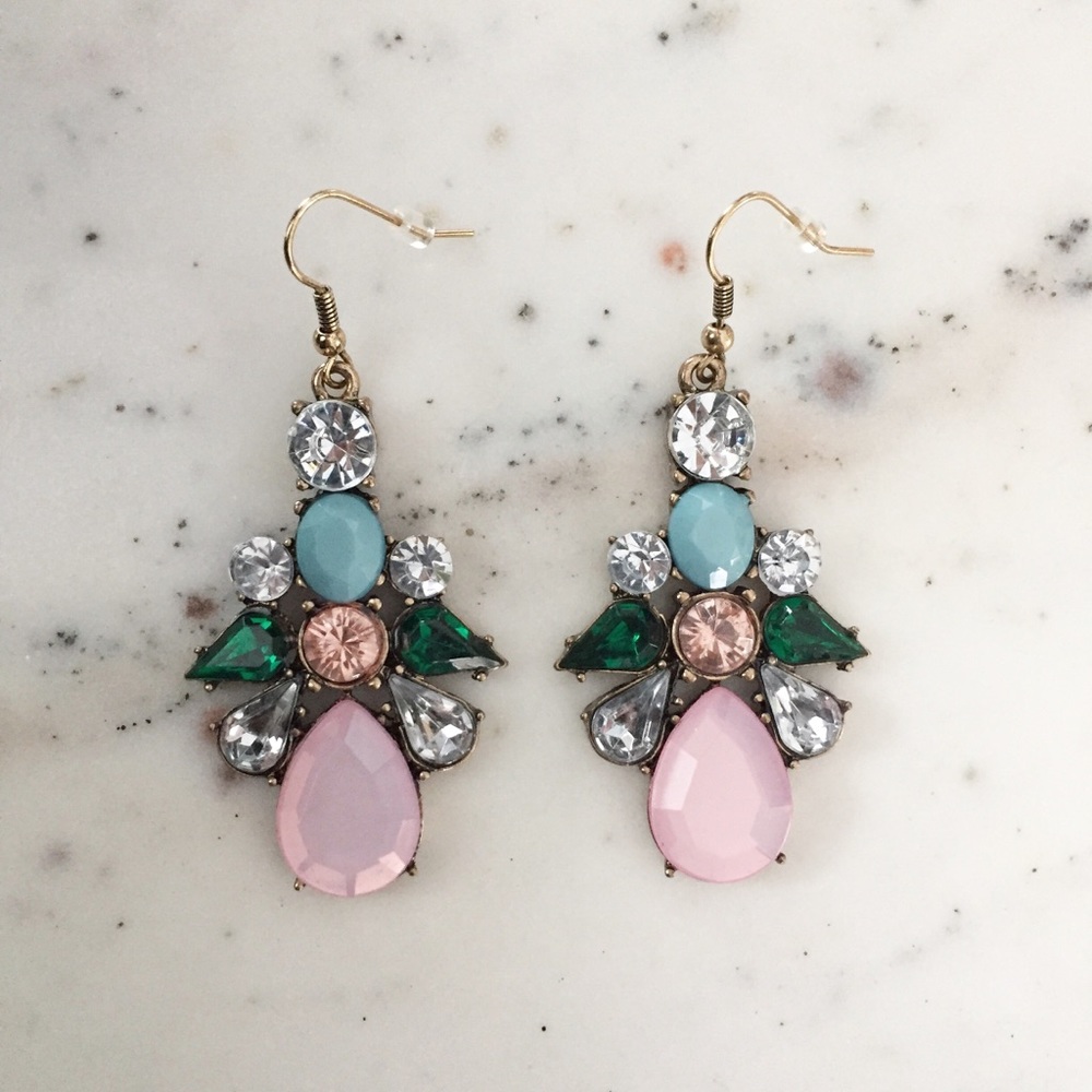 ๐ "Elise" Earrings || Pink & Clear Crystal - Picture 6 of 14